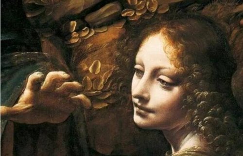 岩间圣母的诡异之处 圣母抓着无形的人头耶稣做出砍的手势